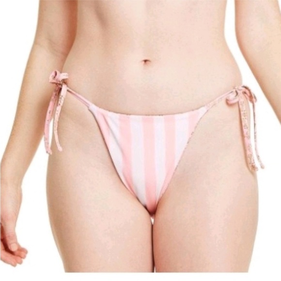 NWT Agua Bendita x Target Dainty Floral/Stripe Reversible Triangle Bikini Sz L - Picture 11 of 16